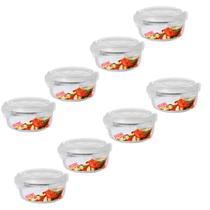 8 Potes Hermetico 950ml Redondo Vidro Microondas Multiuso