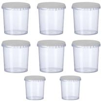 8 Potes Para Alimentos 500Ml Transparente Com Tampa 11X9,5Cm