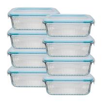8 Potes Vidro 370ML Hermético Forno/Freezer Marmita - Lanche 8 Potes Vidro 370ML Hermético Forno/Freezer Marmita - Lanche