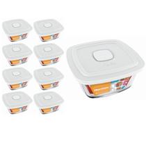 8 Potes Vidro Facilita Vap Quadrado Com Tampa 2L Marinex