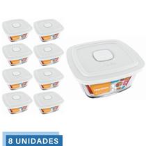 8 Potes Vidro Facilita Vap Quadrado Com Tampa 2L Marinex