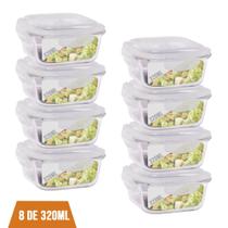8 Potes Vidro Quadrado 320ml Tampa Hermética Pequeno Papinha 8 Potes Vidro Quadrado 320ml Tampa Hermética Pequeno Papinha