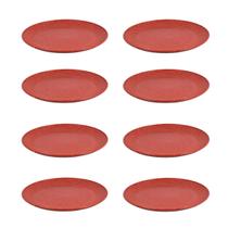 8 Prato Refeição Redondo Resistente 24cm Vermelho 8 Prato Refeição Redondo Resistente 24cm Vermelho