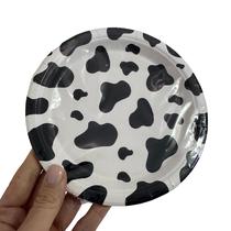 8 Pratos de Papel Vaquinha Branco e Preto Festa Fazendinha 18 cm - Ponto das Festas - Inspire sua Festa Loja