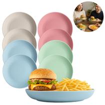 8 Pratos Raso Ecológico De Bambú Resistente Buffet 20cm