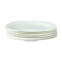 8 Pratos Raso Sobremesa Vidro Opalino Branco Mesa Posta 20cm