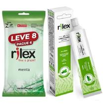 8 Preservativo Camisinha sabor Menta Rilex + gel lubrificante intimo menta 50g