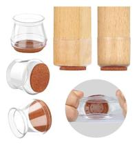 8 Protetores Cadeira Redondo 3,5 X 3,5cm Silicone Feltro Red Redondo