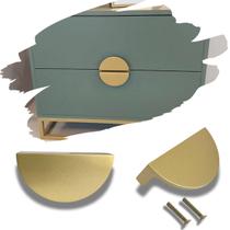 8 Puxador de Gaveta Moderno/ Meia Lua Metal Dourado Fosco