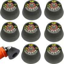 8 Rebolos Copo Cônico 4 Polegadas Grão 120 Rosca M14 Mármore Porcelanato Granito Forcety