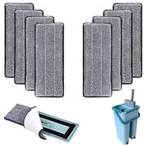 8 Refis Microfibra para Rodo Esfregão Mop Flat vassoura Não arranha Piso Brilhante