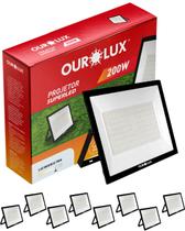 8 Refletor De Led Preto 200w 6500k Ourolux Bivolt