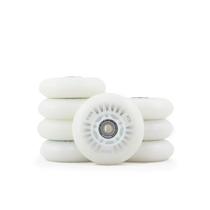 8 Rodas de Luz Led 76mm 90a Para Patins Roller Creme Inline