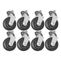 8 Rodas p Móveis 4'' Ferro/Borracha s Freio Paraf Giratória