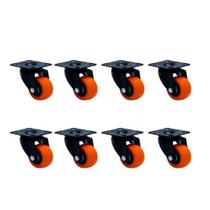 8 Rodízio 50mm Em PVC Rodinha Laranja Sem Trava