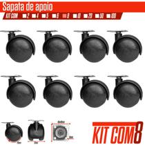 8 Rodízio Girátorio C/ Placa Rodinha 50mm para Móveis Pesados