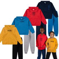 8 Roupa Moletom Infantil Juvenil Menino 4 Casaco + 4 Calças