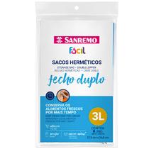 8 Sacos Plásticos Transparentes Para Alimentos 3L Sacos Herméticos Zip Lock Sanremo