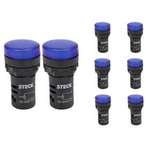 8 Sinaleiro LED 22,5mm Steck 220V Luminoso Azul SLDS2204