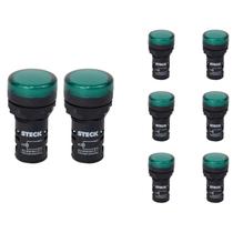 8 Sinaleiro LED 22mm Steck 24V Luminoso Verde SLDS242