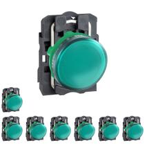 8 Sinalizador Plástico 22mm 250V Verde Para Lâmpada Ba9s Schneider