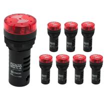 8 Sinalizadores 22mm Sonoro 50dB Led 24Vca/CC - Metaltex