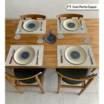 8 Sousplats para Mesa e 8 Porta Copos Sisal Marfim