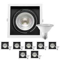 8 Spot Embutir Quadrado Recuo PAR30 + 1 Lâmpada LED 10W 6500K E27 8 Spot Embutir Quadrado Recuo PAR30 + 1 Lâmpada LED 10W 6500K E27