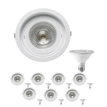 8 Spot Embutir Redondo Recuo PAR30 + 1 Lâmpada LED 10W 6500K E27
