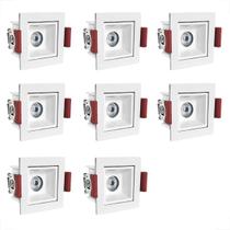 8 Spot Mini Dowlight Led Embutir 3000k Quadrado Branco Bet55