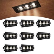 8 Spot Triplo Mini Led Embutido Downlight 4000K Preto Bet89