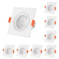 8 Spots LED Embutir Direcionável Quadrado 10W Branco Frio