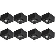 8 Spots Pretos Luminárias Plafon Sobrepor Box 13cm GU10 Dital Fachadas Entradas 8 Spots Pretos Luminárias Plafon Sobrepor Box 13cm GU10 Dital Fachadas Entradas
