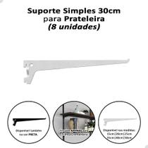 8 Suportes Para Trilho Cremalheira Prateleira 30cm Branco