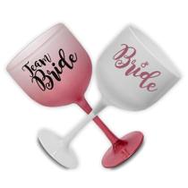 8 Taças Team Bride 580ml Degrade Rose Despedida Solteira