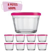 8 Tigela De Vidro Americano C/ Tampa Cereal Biscoitos 600ml 8 Tigela De Vidro Americano C/ Tampa Cereal Biscoitos 600ml