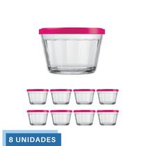 8 Tigela Vidro Americano Tampa Plastica Sortida 150ml Nadir 8 Tigela Vidro Americano Tampa Plastica Sortida 150ml Nadir
