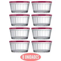 8 Tigelas Redonda 600ml Tampa Coloridas Papinha Vidro Nadir
