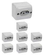 8 Tomada Sobrepor 2p+t 250V 10A Cinza Silentoque Pial