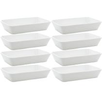 8 Travessas Refratárias de Porcelana Branca 29x20x5cm Restaurantes Buffet Línea Lyor Servir
