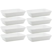 8 Travessas Refratárias de Porcelana Branca 29x20x5cm Restaurantes Buffet Línea Lyor Servir