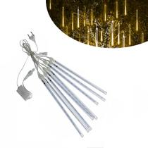 8 Tubos De Luz Led De 50cm Em Cascata De Iluminação Efeito Gelo Chuva Natal Cor:Branco Quente 8 Tubos De Luz Led De 50cm Em Cascata De Iluminação Efeito Gelo Chuva Natal Cor:Branco Quente