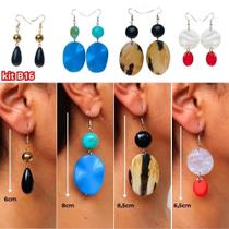 8 unidades de brincos Kit com 4 pares de brincos feminino em diversos tamanhos e cores