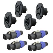 8 X Conector Plug Speakon Macho / Fêmea 4 Polos Kit Painel 8 X Conector Plug Speakon Macho / Fêmea 4 Polos Kit Painel