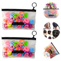 80 Elásticos de Cabelo Infantil Coloridos e Saco Zip
