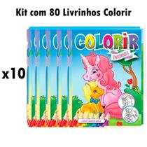 80 Livrinhos de Colorir - Mundo Mágico dos Unicórnios - 10 Kits Repetidos (Atacado)