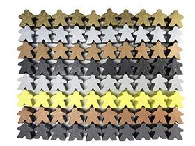 80 Meeples de madeira metálica multicoloridos - Tamanho Padrão (16mm) 80 Meeples, Tokens de Jogo de Tabuleiro, Peças de Jogador, Projetos Criativos