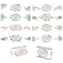 80 Unidades de Envoltórios de Papel Kraft para Sabonete com Estampa Floral 5 x 21 cm