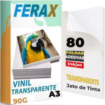 80 Vinil Adesivo Transparente A3 - Impressora Jato De Tinta