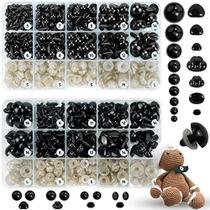 800PCS Olhos e narizes de segurança para Amigurumi, 2 caixas de olhos de crochê com gráfico de tamanho, olhos de boneca de artesanato de plástico preto com arruelas para animais de pelúcia de crochê, brinquedo de crochê e ursinho de pelúcia, taman